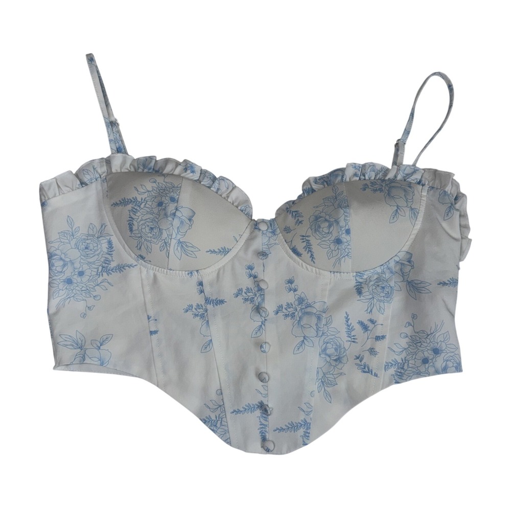 Blue Floral Corset Size Large Cider Brand Adjustable